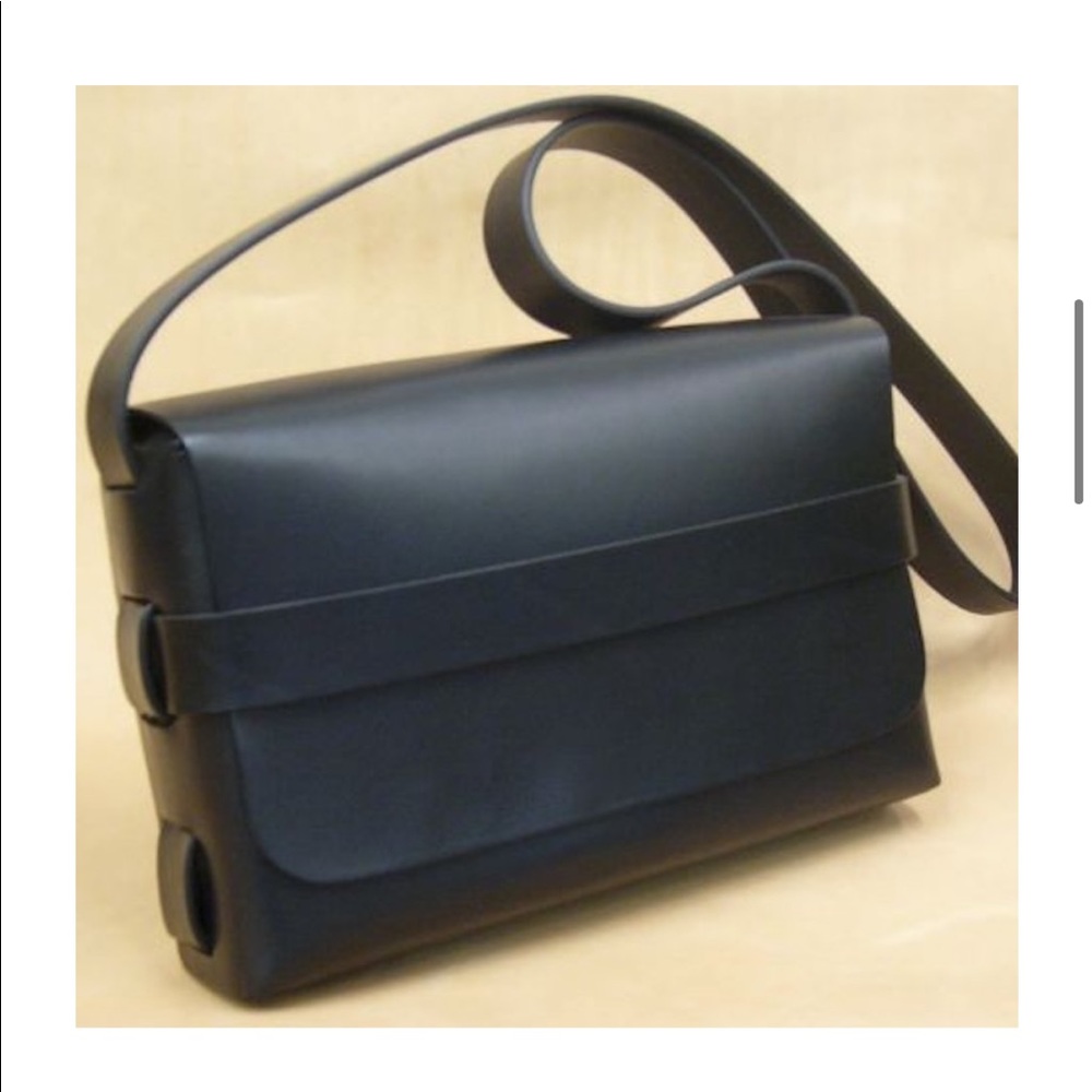Black handcrafted danish leather crossbody